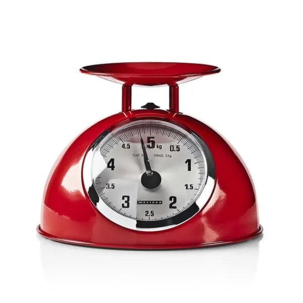 MELISSA Retro køkkenvægt | analog | metalhus | aftagelig skål | maks. 5 kg | 25 grams intervaller | Rød Discount