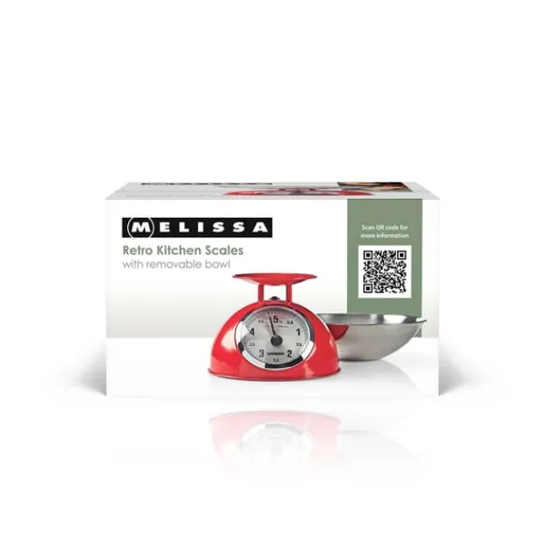 MELISSA Retro køkkenvægt | analog | metalhus | aftagelig skål | maks. 5 kg | 25 grams intervaller | Rød Discount