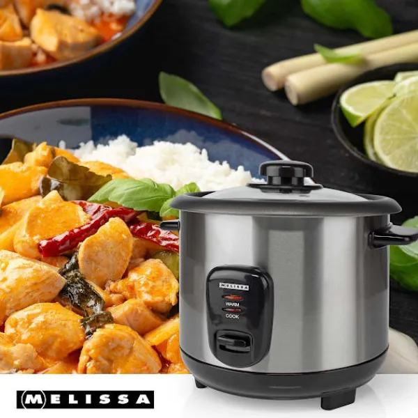 MELISSA Riskoger | 1,0 l | 400 W | Non stick-belægning | Aftagelig skål | Dampkurv | Hold-varm-funktion | Automatisk slukning Online