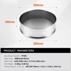 Melsigte 40 mesh i rustfrit stål, finmasket, ideel til kagebagning Discount