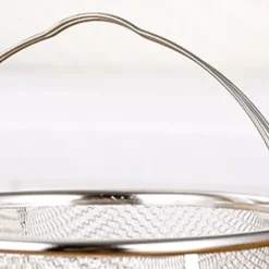 Mesh dampkurv Rustfrit stål Komfortable håndtag Varmebestandig dampkurv til madlavning Køkken 20x21cm Outlet