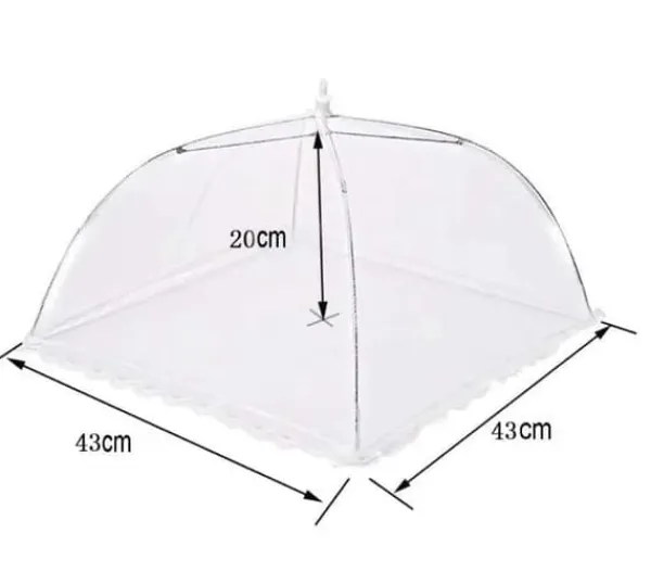 Mesh Pop-Up Food Paraply – Foldbart insektnet til udendørs måltider, 43×43 cm, Hvid Clearance