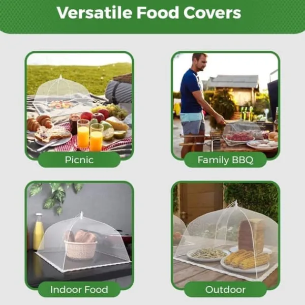 Mesh Pop-Up Food Paraply – Foldbart insektnet til udendørs måltider, 43×43 cm, Hvid Clearance