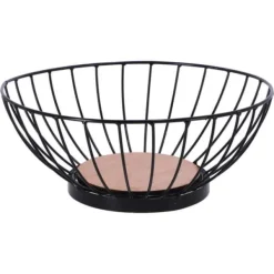 Serveringsfad & Skåle>Metal Frugtskål 28 cm Sort/Træ