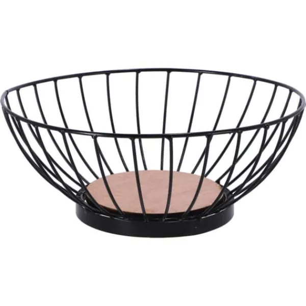 Serveringsfad & Skåle>Metal Frugtskål 28 cm Sort/Træ