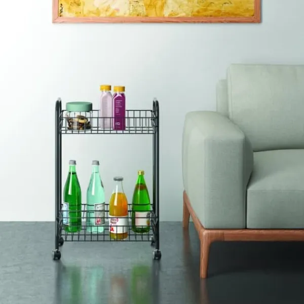 Vinflaskeholdere>Metaltex Belino Lava Trolly + Flaskeholder 23x41x63 Sort