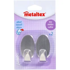 Metaltex ovale selvklæbende kroge 2 stk. rustfrit stål Best
