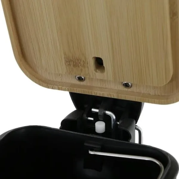 Viking Choice Skraldespande & Papirkurve>Miljøvenlig Sort Bambus & Stål Pedal Spand - 5L, Elegant & Bæredygtigt Badeværelses Skraldespand
