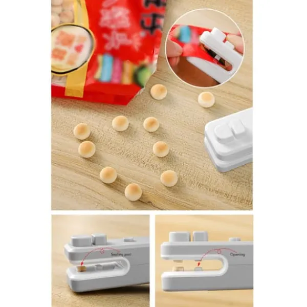 Mini Bag Sealer Uppladdningsbar Heat Sealer Food Bag Sealer för matförvaring Bärbar 2 i 1 Sealer och Cutter för plastpåsar New
