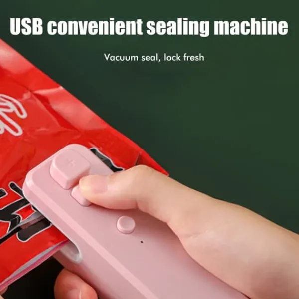 Mini Bag Sealer Uppladdningsbar Heat Sealer Food Bag Sealer för matförvaring Bärbar 2 i 1 Sealer och Cutter för plastpåsar New