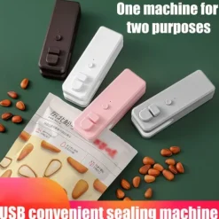 Mini Bag Sealer Uppladdningsbar Heat Sealer Food Bag Sealer för matförvaring Bärbar 2 i 1 Sealer och Cutter för plastpåsar New