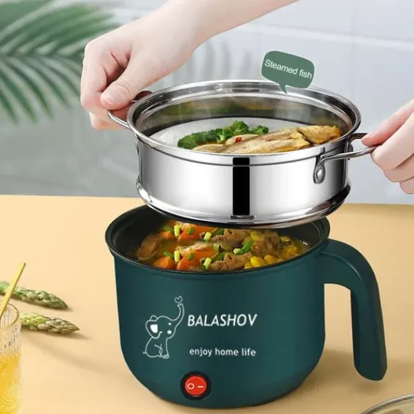 Madlavningsmaskiner>Mini elgryde - Multikoger & hot pot - Dobbelt Niveau, 1–7 Programmer, 500 W, Non-stick-belægning, 1–2 Personer, EU-stik 220 V - Grøn
