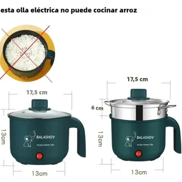 Madlavningsmaskiner>Mini elgryde - Multikoger & hot pot - Dobbelt Niveau, 1–7 Programmer, 500 W, Non-stick-belægning, 1–2 Personer, EU-stik 220 V - Grøn