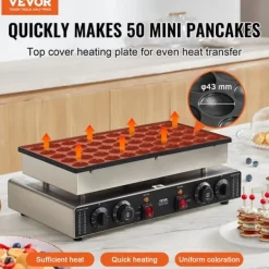 Mini hollandsk pandekagemaskine, 500W effekt, dual temperaturkontrol, non-stick overflade Best