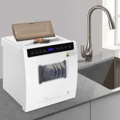 Mini opvaskemaskine, 220V spænding, 1100W effekt, 52dB støjniveau, 3.5-5L vandforbrug, 46cm dimensioner Online