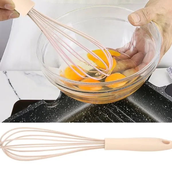 Mini Silikone Manuel Æggepiskeris Røreskummer Mixer Blender Køkken Køkkenredskaber Pink New