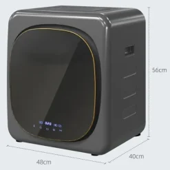 Mini Tørrer 2,5 kg med 6 Programmer, LED Touch Screen, 800W, Fritstående eller Vægmonteret, Overophedningsbeskyttelse, Grå Clearance