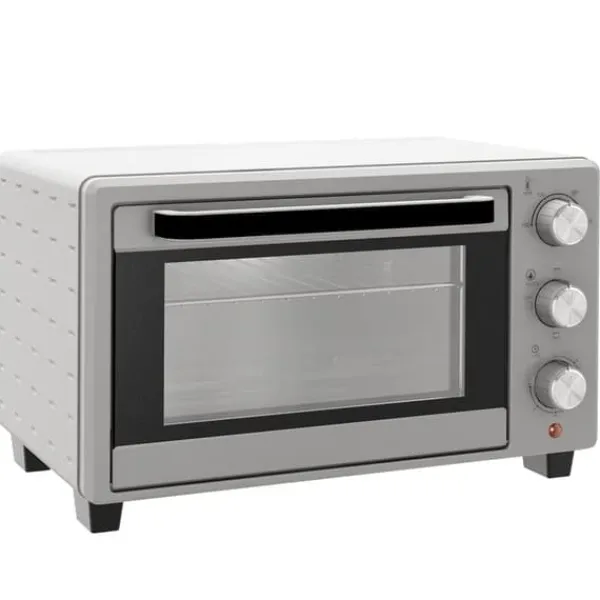 Ovne>Miniovn 21 L, 100–230 °C, 60 min, 3 funktioner, rist & bageplade, rustfri, 46×38,5×29 cm, sølv