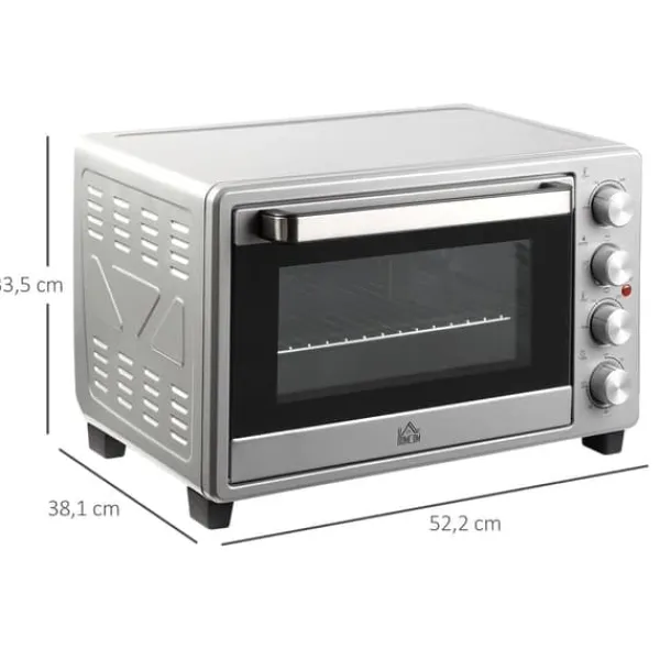 Miniovn 32 L, 1600 W, drypbakke, rustfri & glas, sølv Best