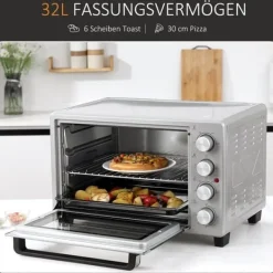 Miniovn 32 L, 1600 W, drypbakke, rustfri & glas, sølv Best