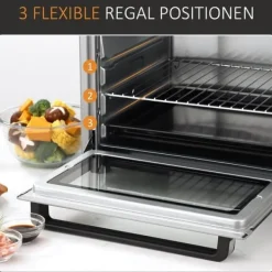 Miniovn 32 L, 1600 W, drypbakke, rustfri & glas, sølv Best