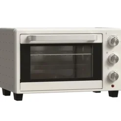 Ovne>Miniovn 21 L med rotisserie, 3 funktioner, 100–230 °C, rist & bageplade, rustfri/glas, cremehvid