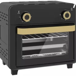 Miniovn med Varmluft og Airfryer funktion, 10L Kapacitet, Sort Rustfrit Stål Hot