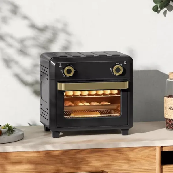Miniovn med Varmluft og Airfryer funktion, 10L Kapacitet, Sort Rustfrit Stål Hot