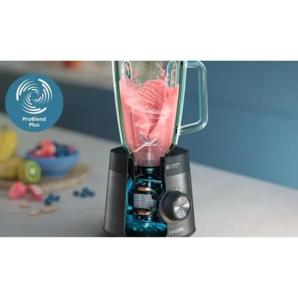 Philips Mixer - HR3041/00 - 2 L skål - vattenflaska ingår - avtagbara blad - Grå
