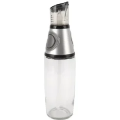 500ml oliedispenser lækagesikker glas silikone akryl pressetype kvantitativ olieflaske til sundhedskøkken sølv Discount