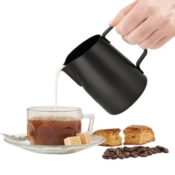Kaffemaskiner Til God Kaffe>450ml rustfrit stål non-stick belægning kaffekande mælkeskum latte kop krus (sort)