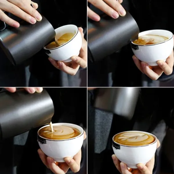 Kaffemaskiner Til God Kaffe>450ml rustfrit stål non-stick belægning kaffekande mælkeskum latte kop krus (sort)