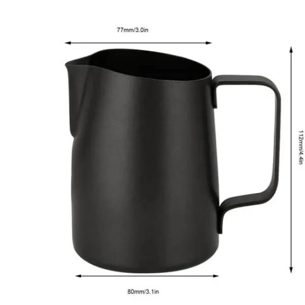 Kaffemaskiner Til God Kaffe>450ml rustfrit stål non-stick belægning kaffekande mælkeskum latte kop krus (sort)