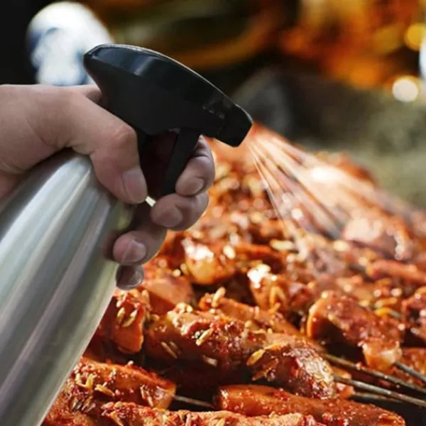 Olie- & Eddikebeholdere>500ml Rustfrit Stål Oliesprøjte Tom Flaske Eddikeflaske Oliedispenser til Madlavning Salat BBQ Køkkenværktøj