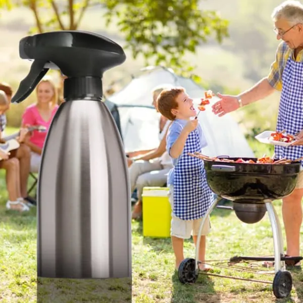Olie- & Eddikebeholdere>500ml Rustfrit Stål Oliesprøjte Tom Flaske Eddikeflaske Oliedispenser til Madlavning Salat BBQ Køkkenværktøj