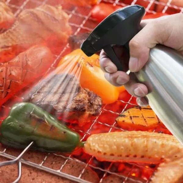 Olie- & Eddikebeholdere>500ml Rustfrit Stål Oliesprøjte Tom Flaske Eddikeflaske Oliedispenser til Madlavning Salat BBQ Køkkenværktøj