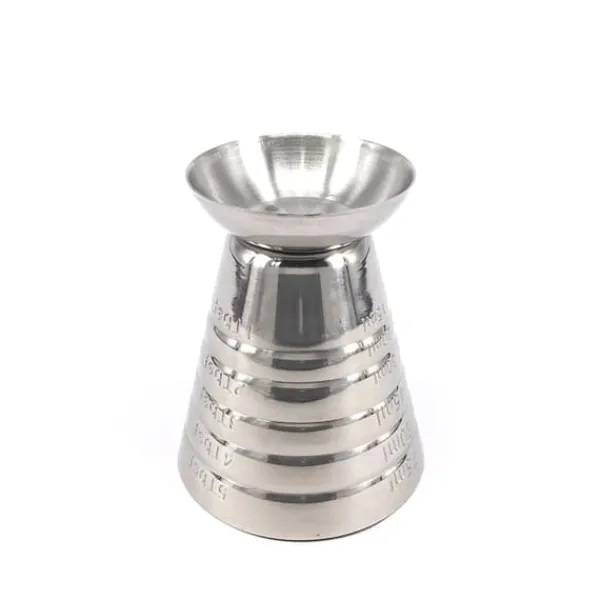 Målebæger i rustfrit stål 2,5 oz (75 ml) med tre volumenskalaer, let at rengøre og holdbart New