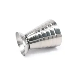 Målebæger i rustfrit stål 2,5 oz (75 ml) med tre volumenskalaer, let at rengøre og holdbart New