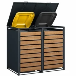 Viking Choice Skraldespande & Papirkurve>Moderne 240L dobbelt affaldsskabsindhegning med vejrbestandig design til haveopbevaring