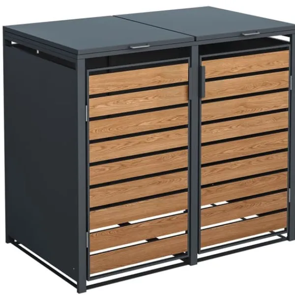 Viking Choice Skraldespande & Papirkurve>Moderne 240L dobbelt affaldsskabsindhegning med vejrbestandig design til haveopbevaring
