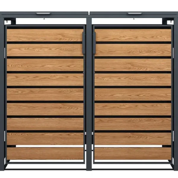Viking Choice Skraldespande & Papirkurve>Moderne 240L dobbelt affaldsskabsindhegning med vejrbestandig design til haveopbevaring