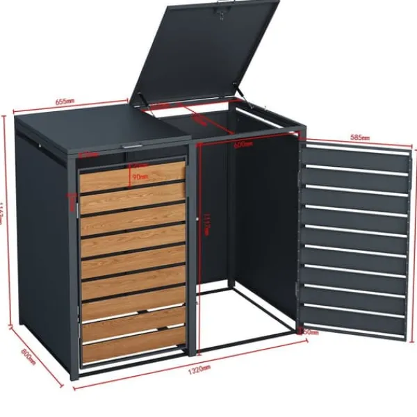 Viking Choice Skraldespande & Papirkurve>Moderne 240L dobbelt affaldsskabsindhegning med vejrbestandig design til haveopbevaring