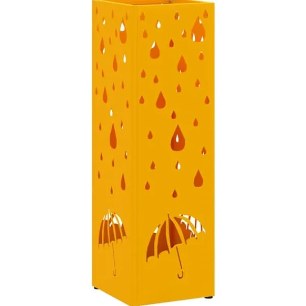 Opbevaringskroge & Hylder>Moderne parasolfod i stål - Praktisk opbevaring | Farve: Sennepsgul | Størrelse: 15.5x15.5x49 cm