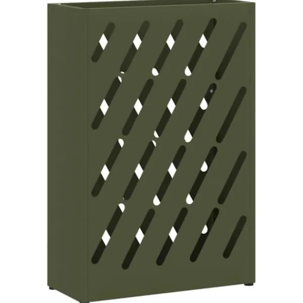 Moderne parasolfod med opbevaring - Rektangulært design | Farve: Olivengrøn | Størrelse: 28x12x41 cm