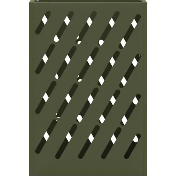 Moderne parasolfod med opbevaring - Rektangulært design | Farve: Olivengrøn | Størrelse: 28x12x41 cm