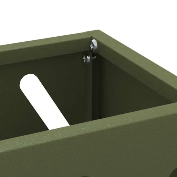 Moderne parasolfod med opbevaring - Rektangulært design | Farve: Olivengrøn | Størrelse: 28x12x41 cm
