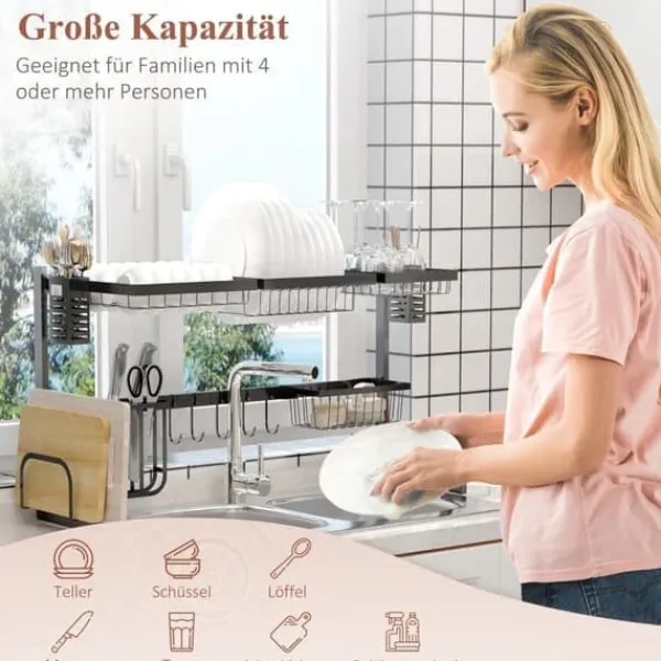 Modulært opvaskestativ i metal, op til 23 kg, sort Online