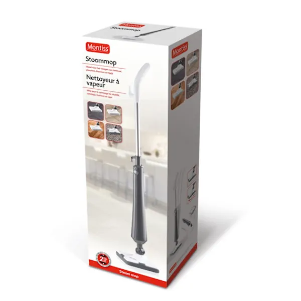 Damprensere>Montiss Steam Mop Grey 350 ml med 4 m ledning og 4 stk. tilbehør