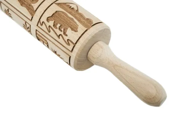 Kageruller>MoodForWood Trækagerulle, Graveret, 43 cm med Håndtag, Perfekt til Bagning - Dyremønster