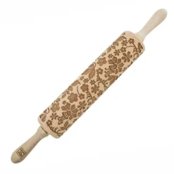 Kageruller>MoodForWood Trækagerulle, Graveret, 43 cm med Håndtag, Perfekt til Bagning - Toscana Mønster